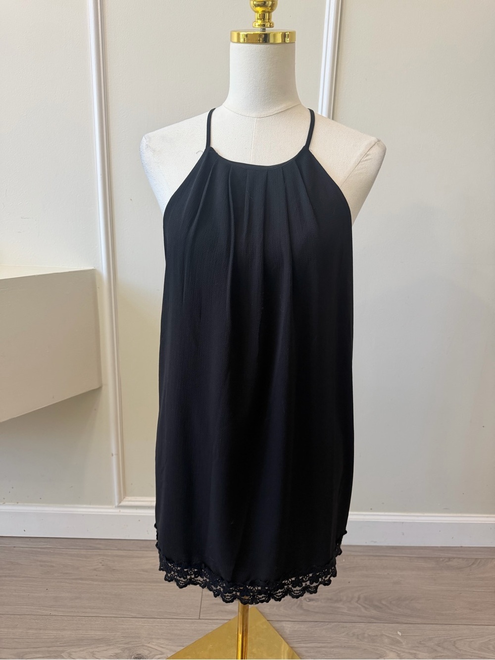 Monteau Black Halter Lace-Trim Mini Dress - Picture 2 of 7